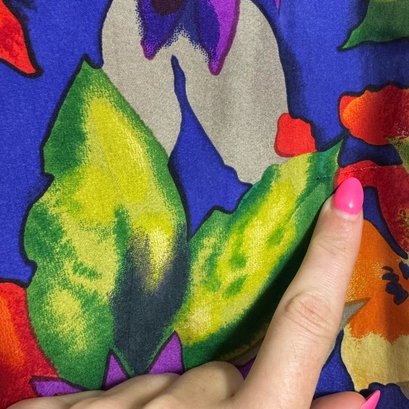 NWT Talbots Vintage 100% Silk Tropical Print Pull On Pants Size Medium - Picture 2 of 14